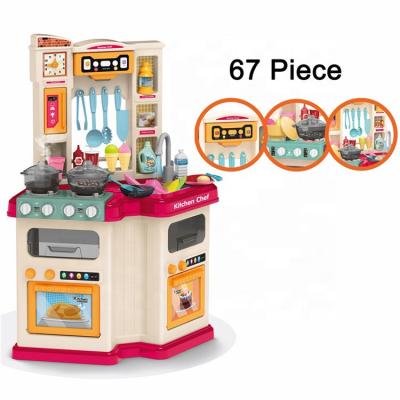 China 64PCS Plastic Simulation Home Kitchen Toy Set Large Kitchen Table Toy Set with Music and Light for sale