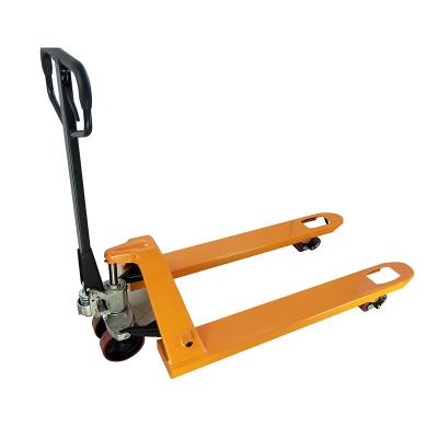 China Polyurethane Wheels Head Case 3 Ton Polyurethane Wheels Yellow Hand Pallet Jack Trucks Price Concessions for sale