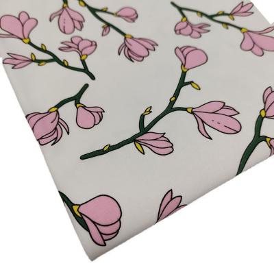 China Peach Viable Custom Skin Twill Polyester Floral Printed Fabric For Shoe Hat Cloth Cloth for sale