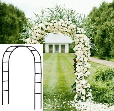 China Easily Assembled 1 Set (Wide/High) Black Wedding Garden Arch Metal Party Decoration Bridal Arch With Door For Plants Climbing for sale