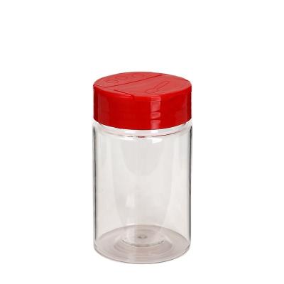 China Round Seasonsing Plastic PET Farms Food Grade Shaker Bottle Clear Spice Jar for sale