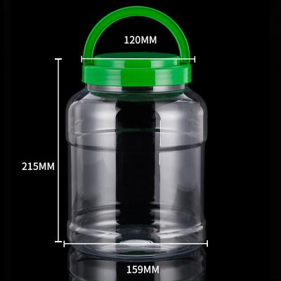 China Wild Food 3500ML 1 GALLON PET Round Jar Mouth Bottles With Screw Lid For Cookies for sale