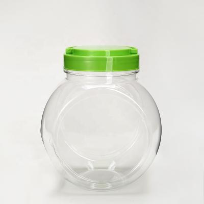 China Plastic Food Container 2000ml Oval Shape Plastic Bottle 1000ml 2000ml With Plastic Lid for sale