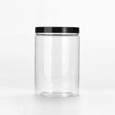 China 32 oz Clear Plastic Food Jars With Lids, Storage Containers, PET Wide Mouth Mason Jars for sale