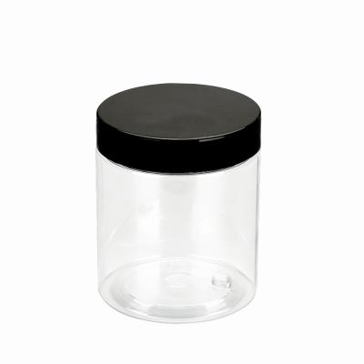 China Plant 8oz Round Straight Sided Jars With Lined Black Lids for sale