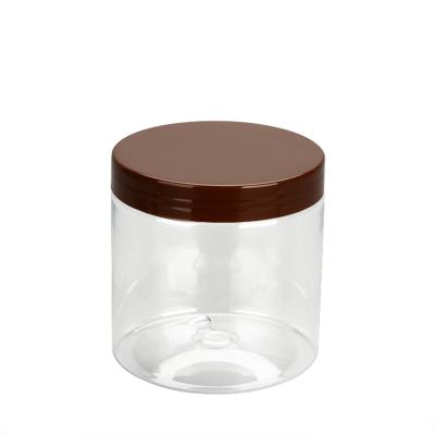 China Factory Diameter 85mm 200ml 250ml 300ml 350ml 400ml 500ml Clear Plastic PET Jar With Plastic Aluminum Lid for sale