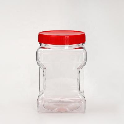 China 30 oz Canister Easy-Handle Clear Rectangular Side Square Plastic Food Jar for sale