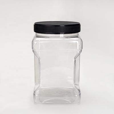 China Clear Empty Plastic Food Half Gallon Tall Storage Jars With Lids for sale