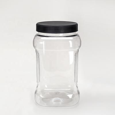 China 3L Square Plastic Food Storage Container Large Capacity Handle Jar With Screw Lids for sale