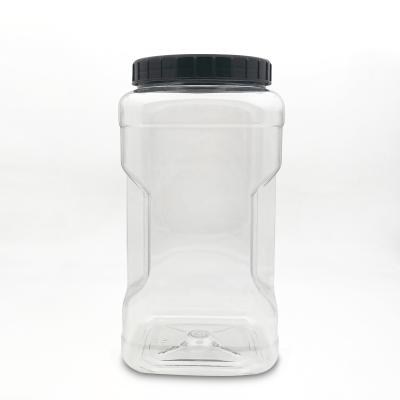 China Large Clear Food Size Square Plastic Jar 4 Liter For Food 4200ml With Easy-Handle Side for sale