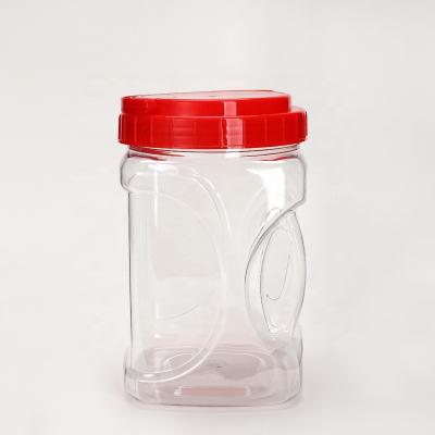 China Food Container Jars Easy-Handle Wide Side Square Plastic Containers Plastics 2000ml Mouth Jar for sale