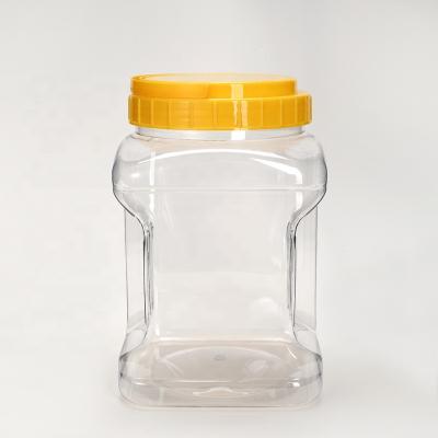 China 2.8L Food Square Jars Plastic Candy Jar Packaging With PP Handle Lid for sale