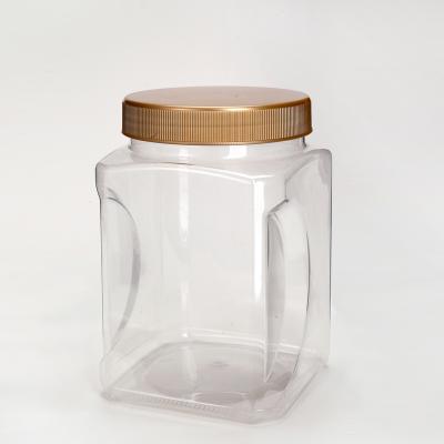 China Food Square Handle Special Sealable Plastic Jar With Screw Cap 2000ml for sale