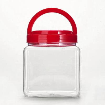 China Food Grade 2L 2000ML Pet Jar For Nuts Jars Square Container With Lid for sale