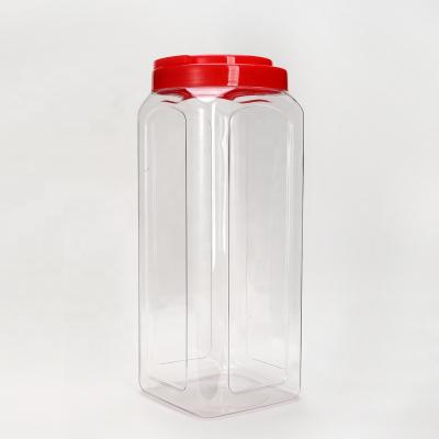 China 4000ml food grade transparent square airtight pet plastic jars for cookies and candy sealed jars for sale