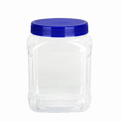 China Factory 2000g Square Plastic Jar For Protein Powder Screw Cap Colored for sale