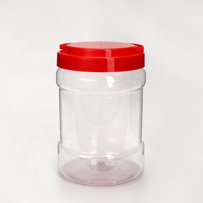 China 60oz 1800ml Food Round Plastic Jars Containers For Honey Nut Peanut With Screw Top Lid for sale