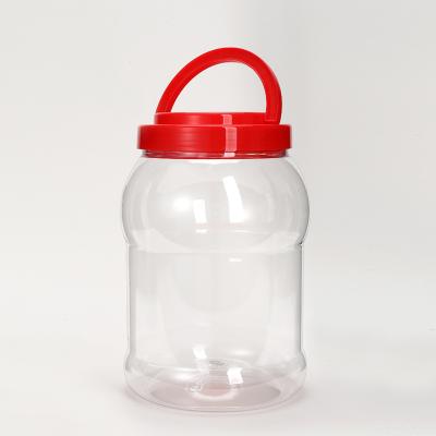 China Clear 3L Food PET Jar Round Plastic Container Wild Mouth Bottles With Screw Lid For Cookies for sale