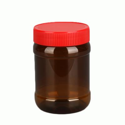 China Round Farms Pet Bottle With Plastic Round Screw Cap Lid For Almond Butter for sale