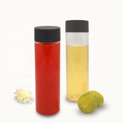 China 16oz 500ml Cylindrical Plastic Beverage Clear PET Juice Bottles With Black Lids Ideal For Juice, Milk And Other Beverage for sale