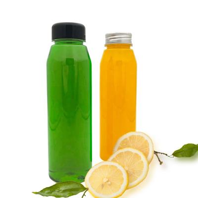 China 300ml 350ml 400ml Plastic Beverage Pet Juice Bottle Beverage With Plastic/Aluminum Screw Cap for sale