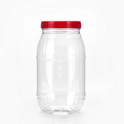 China Half Gallon Plastic Food Jars Say Wide Cylindrical Lipstick Pet Food Container With Handle Lid for sale