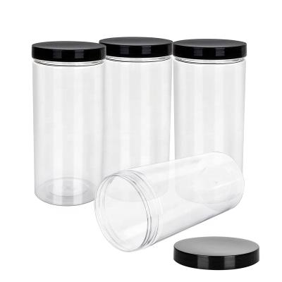 China Food Grade 1200ml Food Clear Plastic Jar Wide-Mouth With Screw-On Lid for sale