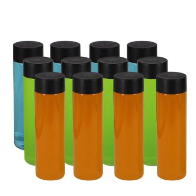 China 300ml Beverage In 500ml PET Bottle For Drinks And Juice Reusable Clear Bulk Beverage Containers With Black Lids for sale