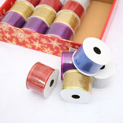 China BestPrice Metallic Factory Decorating Silver Gold Merry Christmas Tree Edge Red Green Cable Ribbon For Christmas Decoration Program for sale