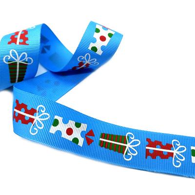 China BestPrice Custom Wholesale Custom Blue Floral Christmas Grosgrain Character Gift Ribbon in Ribbons with Logo for Gift Wrapping for sale