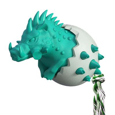 China Daily Toys Pets Teething Toy Dinosaur Egg Stick Molar Resistant Toothbrush Rubber Dog Chew Toy for sale