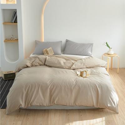 China Zware beige 100% katoenen dekbed bedden set puur katoen bedden lakens kussen koffer Te koop