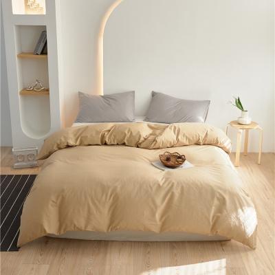 Cina Marrone chiaro 100% di cotone puro copertura di copriletto Set di biancheria da letto comodini taglia personalizzata in vendita