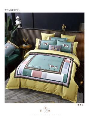 China Branded Design 100%  Cotton Satin Reactive Print Customize Duvet Cover Bedding Set for sale