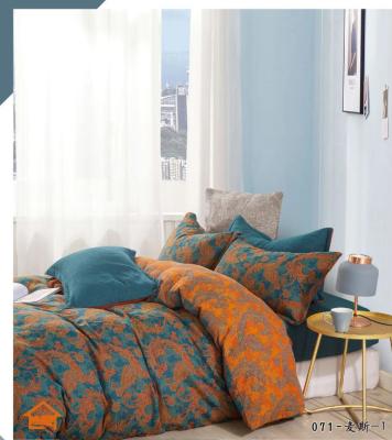 China Orange Cyan Matching Jacquard 100% Cotton Bedding Set Cutom Size Duvet Cover à venda