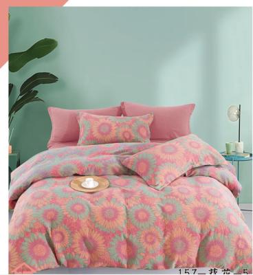 China Colorful Jacquard Washed Cotton Fabric Bedding Set Duvet Cover Bed Sheet Fitted Sheet zu verkaufen