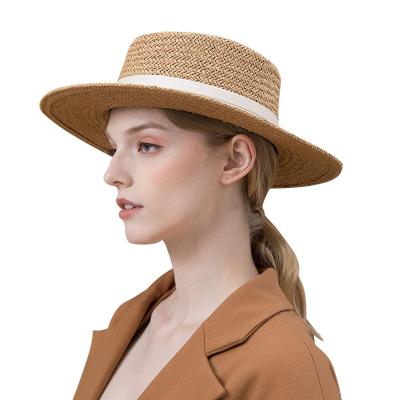 China Wholesale Designers Women Summer Straw Hat Customized Image Panama Wide Brim Paper Beach Straw Hat for sale