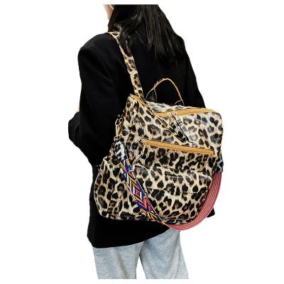 China Universal Anti-theft Women's Fashion Backpack Design Handbags and Shoulder Bag PU Leopard Fashion Leather Travel Bag for sale