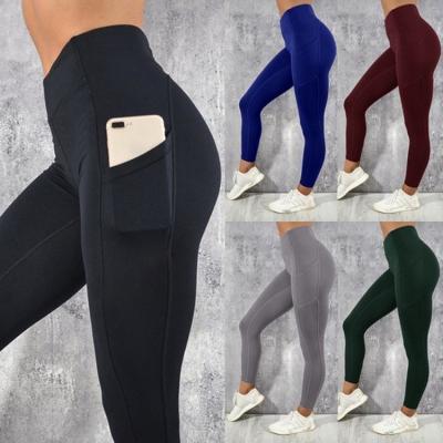 China Breathable High Waist Workout Leggings Running Pants Womens Yoga Pants With Pockets for sale