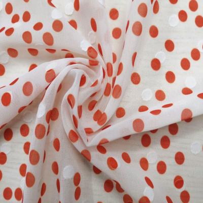 China Anti-Static 75d Polka Dot Print Chiffon Fabric Printed Polyester Chiffon Fabric Woven Dress Fabrics 100% Digital Printed Chiffons For Women for sale