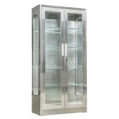 China Support Customization Glass Door Seats Stainless Steel Medical Instrument Storage Cabinet for sale