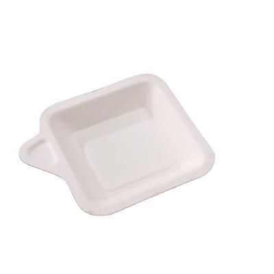 China Minimalist CAPA Cake Dish Biodegradable Sugar Cane Eco Friendly Disposable Small Square Dish for sale