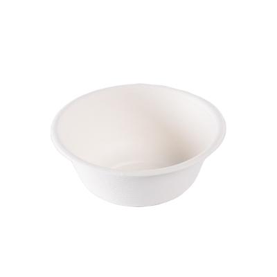 China Food Grade 260ml Sugar Cane Minimalist Disposable Biodegradable White Round Paper Pulp Hot Food Soup Salad Ramen Bowl for sale