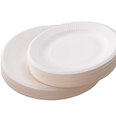 China Minimalist 8 Inch Sugar Cane Bagasse Eco Friendly Microwavable Disposable Sugar Cane Dish For Parties for sale