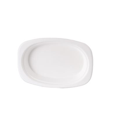 China Minimalist Hot Sale Food Grade Chicken Paper Plates Disposable Biodegradable Bagasse Oval Dish Paper Eco-Friendly Tableware for sale