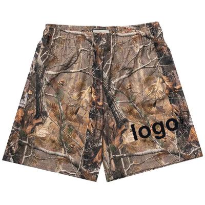 China Anti-wrinkle Free Samples Wholesale Custom LOGO Men Real Tree Printed Jungle Camouflage Mesh Shorts for sale