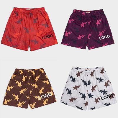 China Free Samples Anti-wrinkle Logo Sublimation Shorts Custom Workout Mesh Fitness Men's gym nets casual shorts with pocket mesh shorts for sale