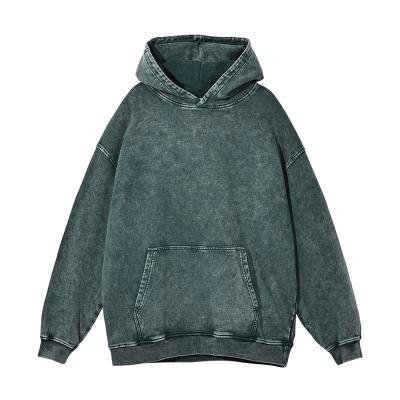 China 100% Cotton Hoodie Wash Vintage Distressed Hoodie High Quality Acid Anti Shrink French Terry Hoodie High Street Washing Old Sweater for sale