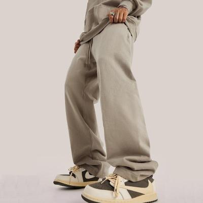 China Anti-Wrinkle Spring Winter Track Sweatpants Heavy Straight High Street Custom Brand Couple Casual Wide Leg Brown Sweatpants for sale