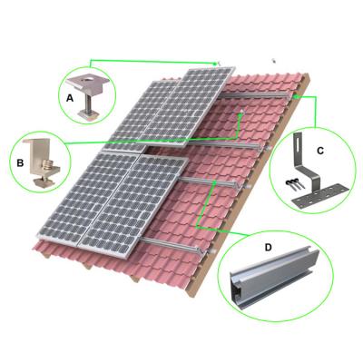 China Modern OEM Commersial PV Solar Panel Tile Roof Solar Mounting System for sale